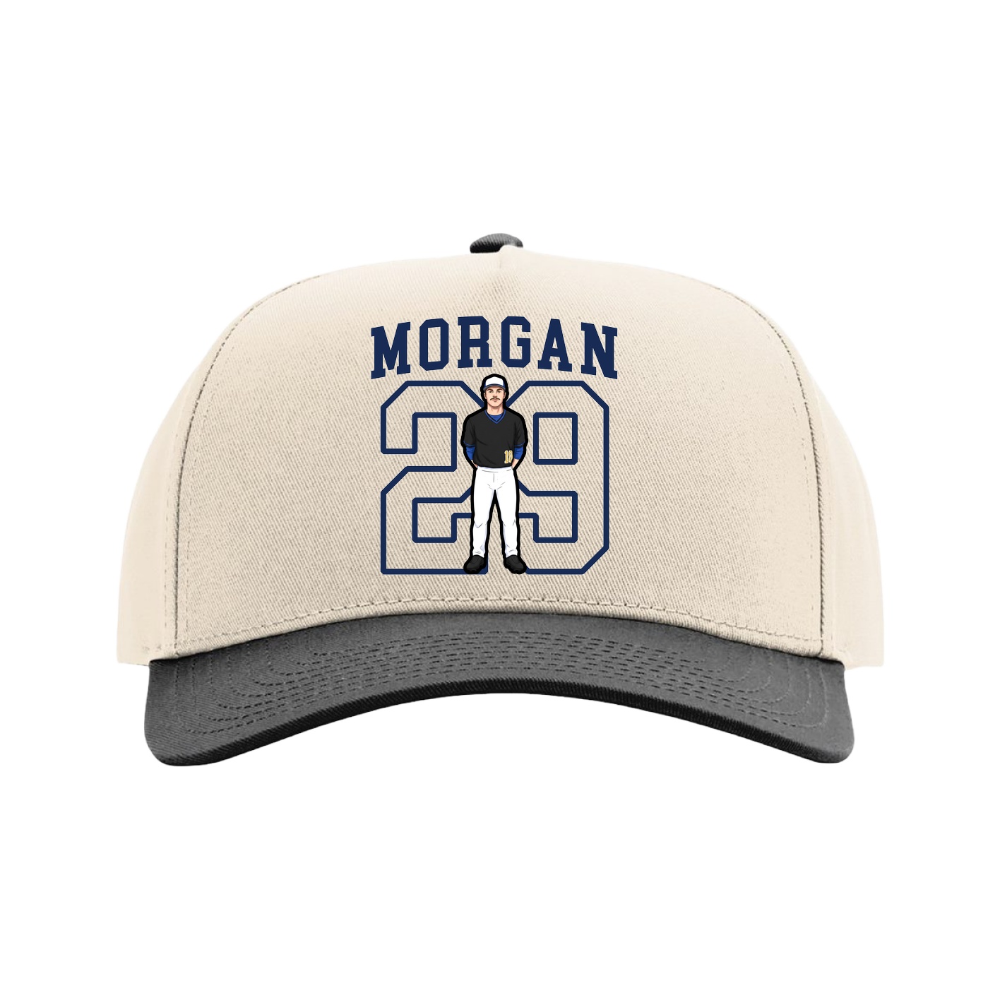 Full Fabric Five-Panel Champ Cap — Shirsey in Cream/Black