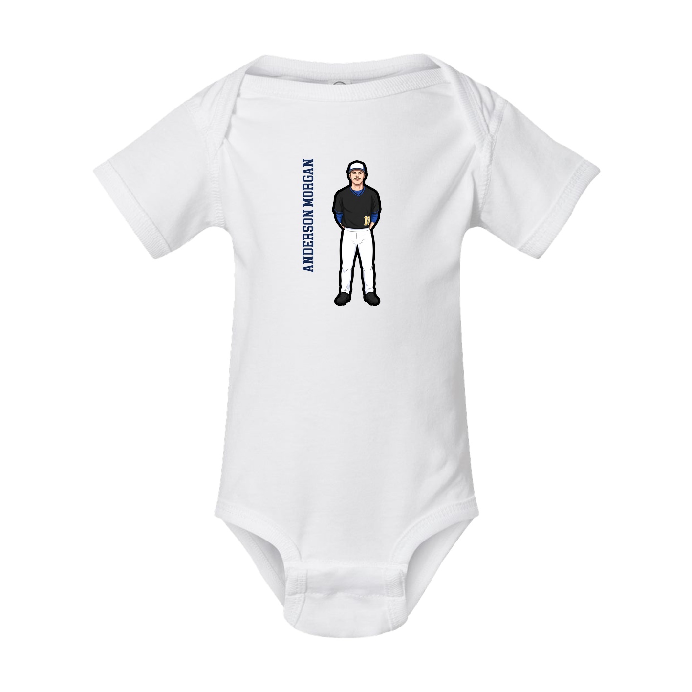 Baby Onesie — Name Vertical in White