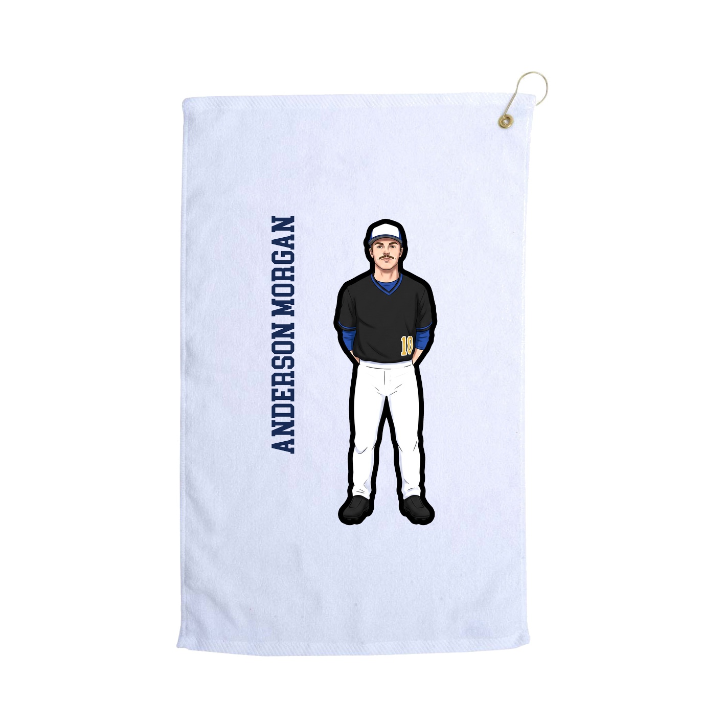 Golf Towel — Name Vertical in White