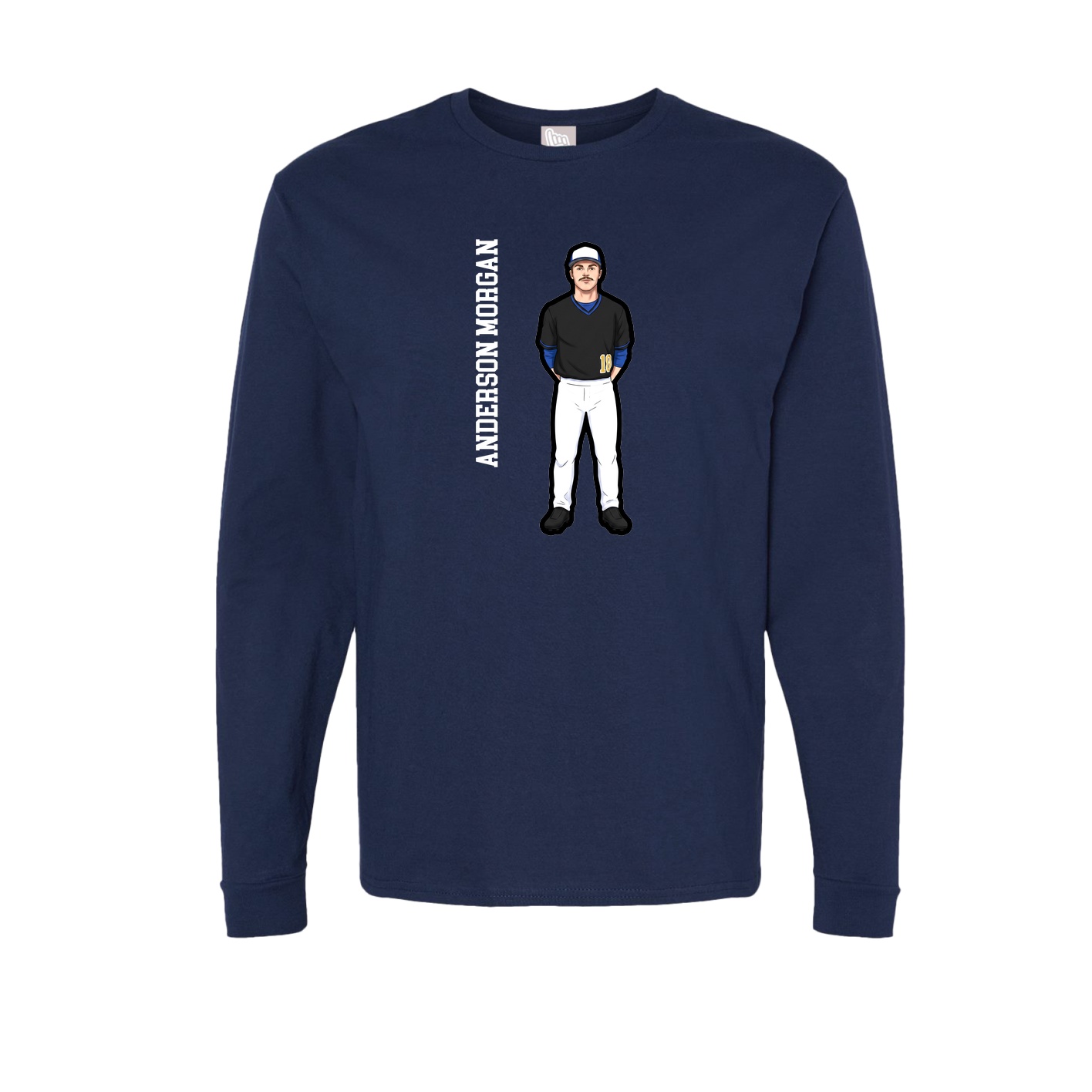 Long Sleeve Tee — Name Vertical in Navy