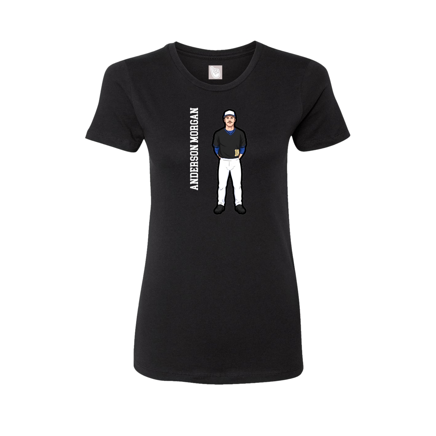 Womens Tee — Name Vertical in Black