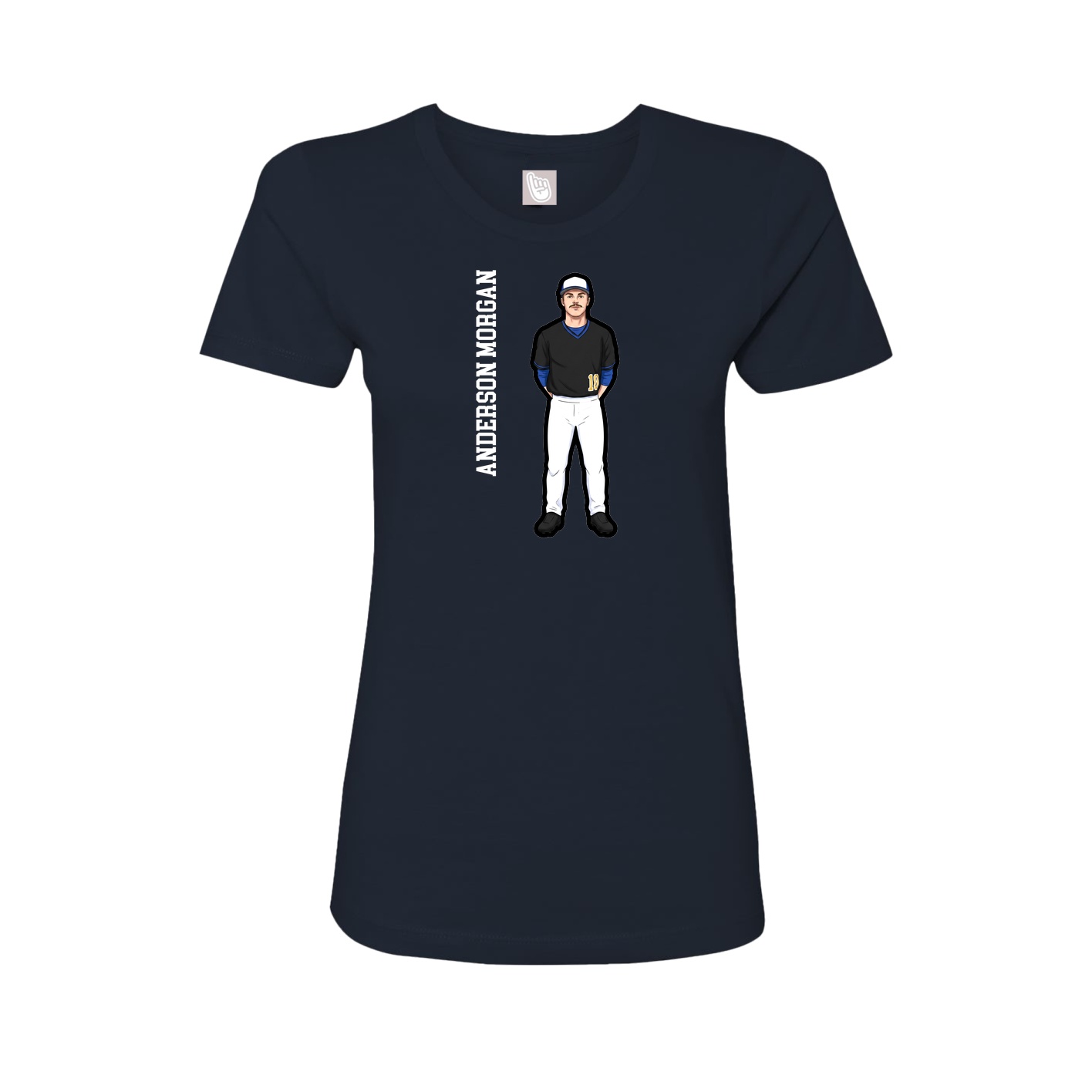 Fitted Women's Tee — Name Vertical in Navy