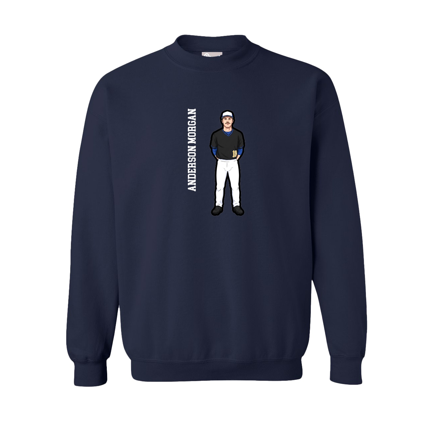Fleece Crew — Name Vertical in Navy