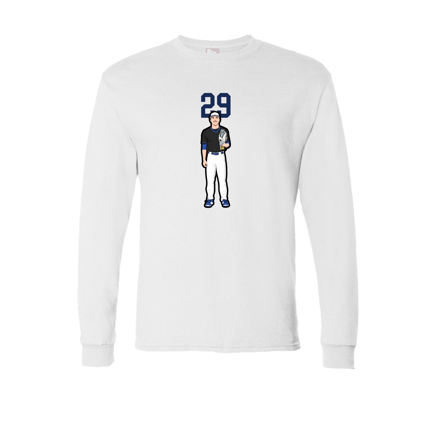Long Sleeve Tee — Number Top in White