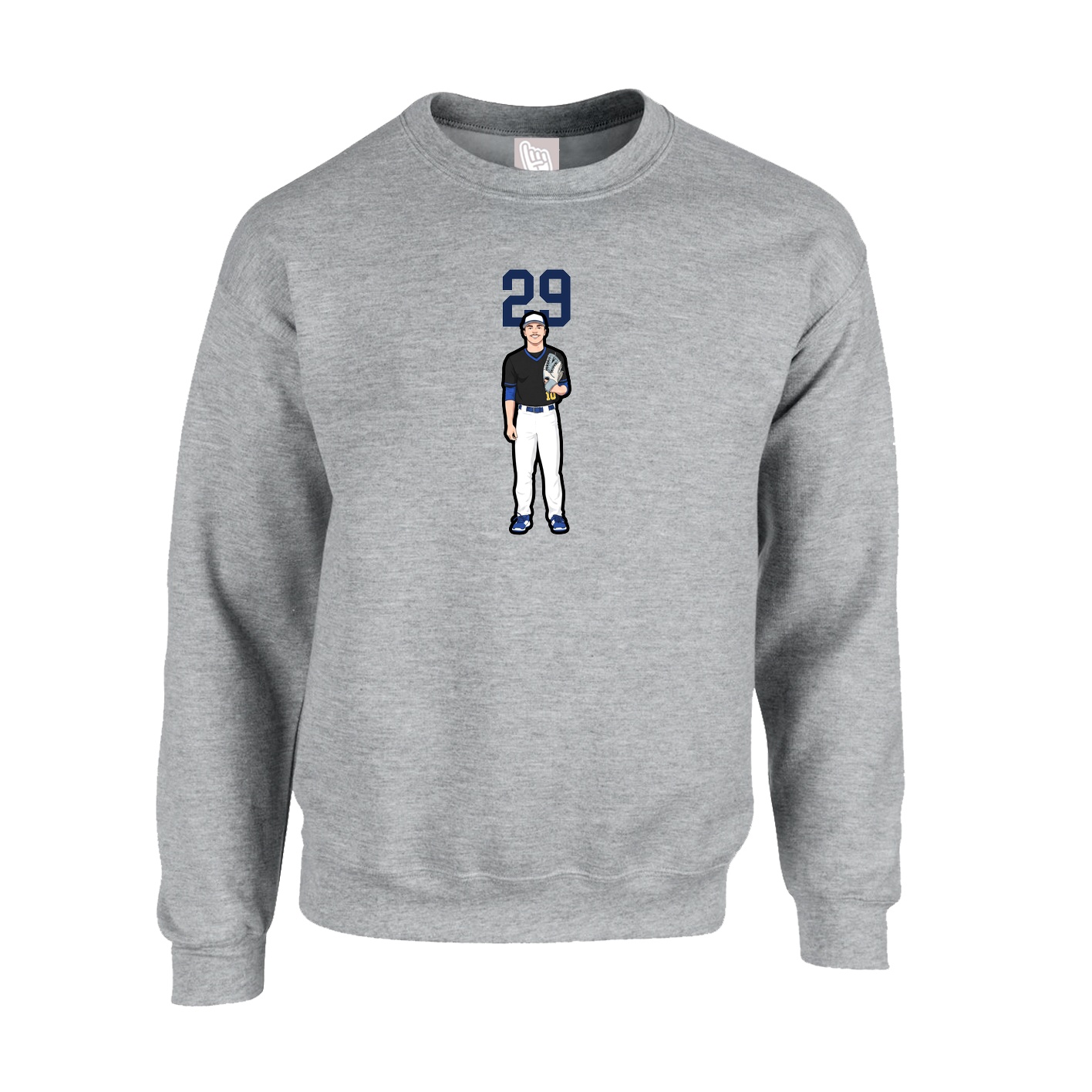 Fleece Crew — Number Top in Grey