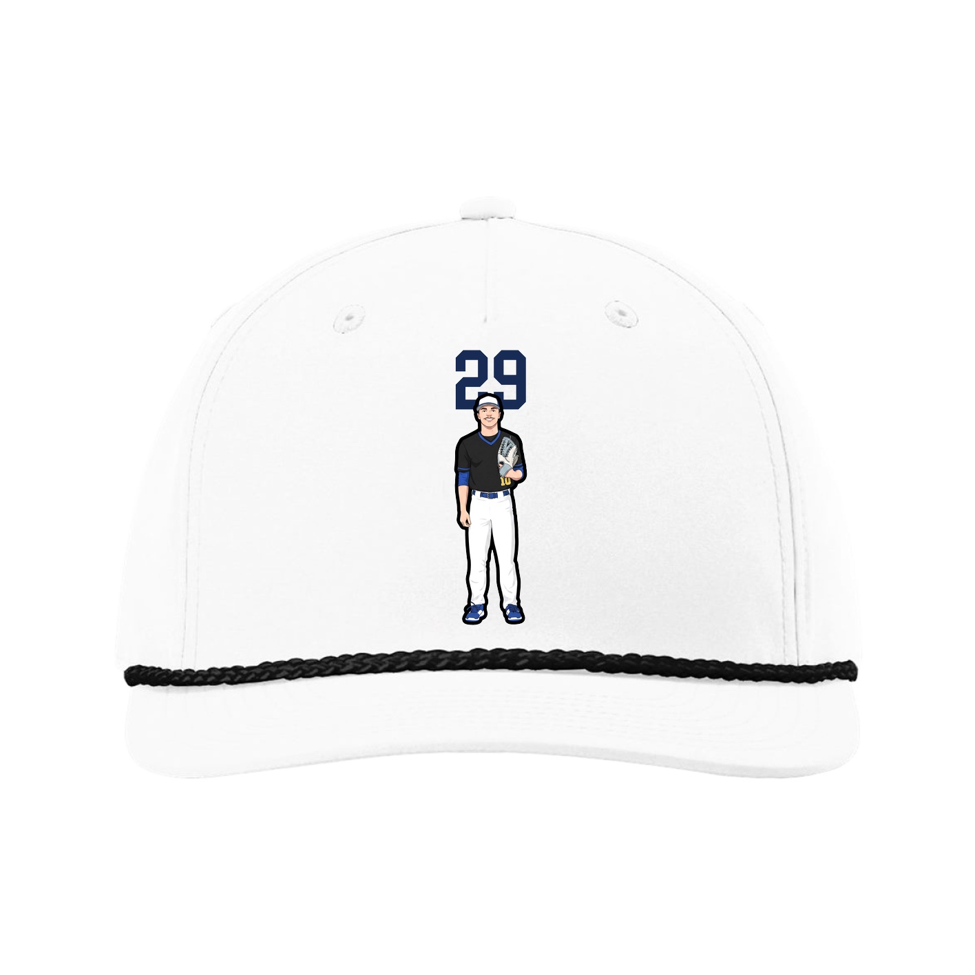Five-Panel Classic Rope Cap — Number Top in White