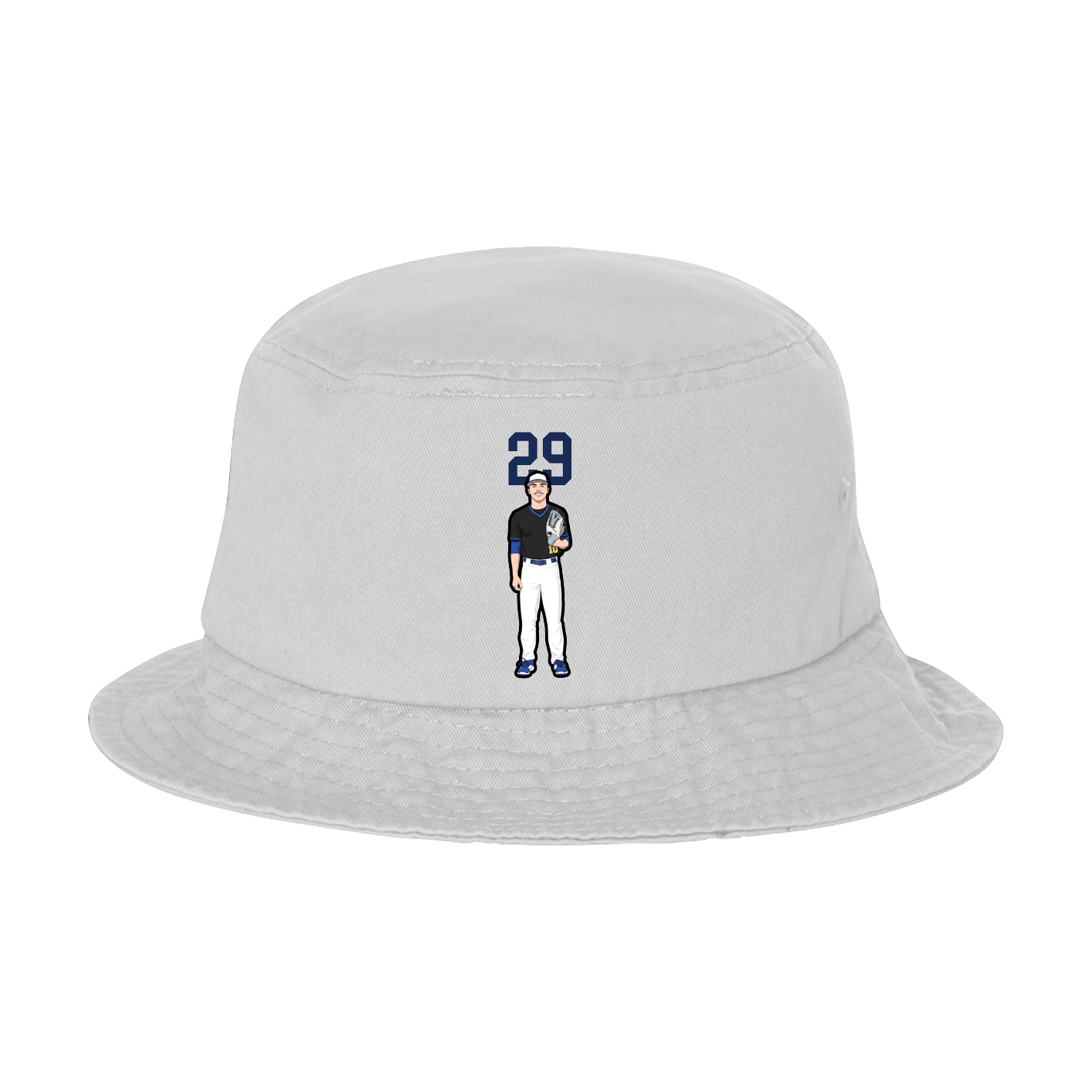 Bucket Cap — Number Top in White