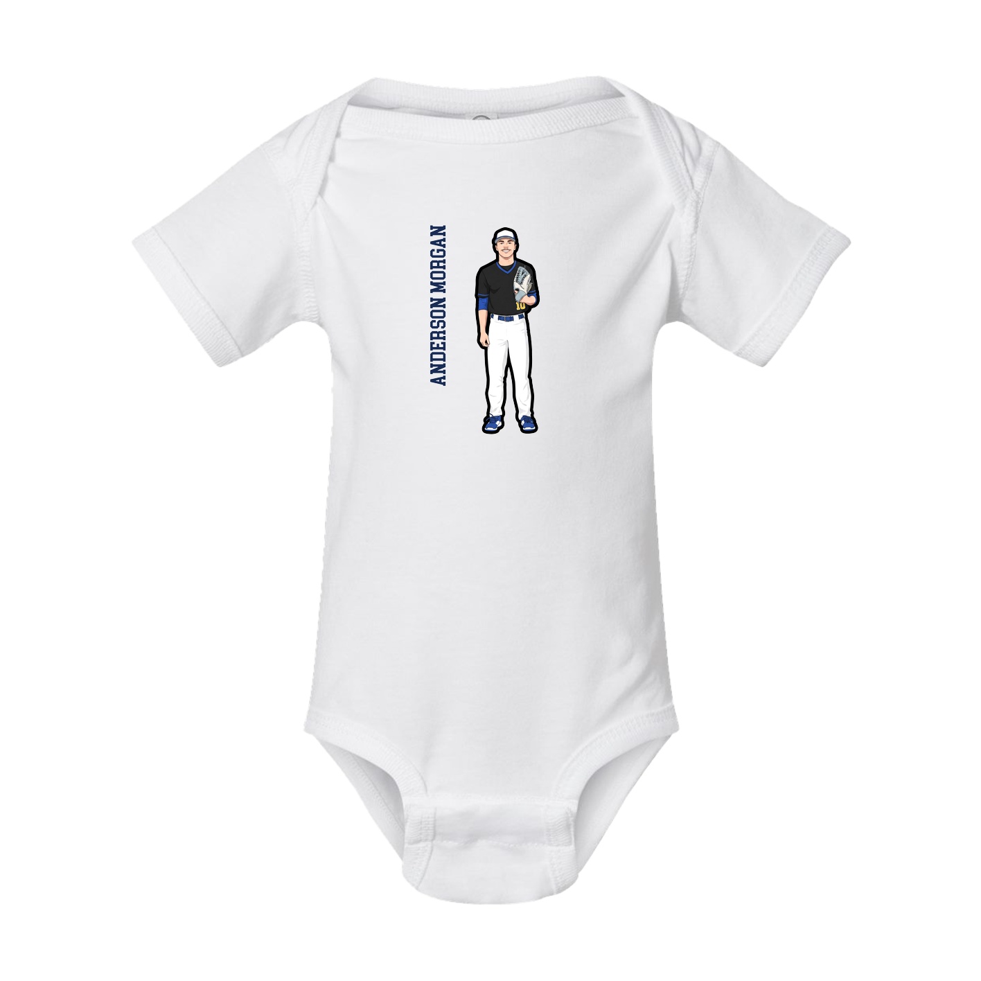 Baby Onesie — Name Vertical in White