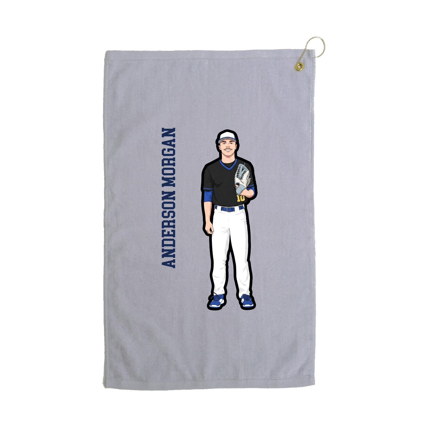 Golf Towel — Name Vertical in Grey