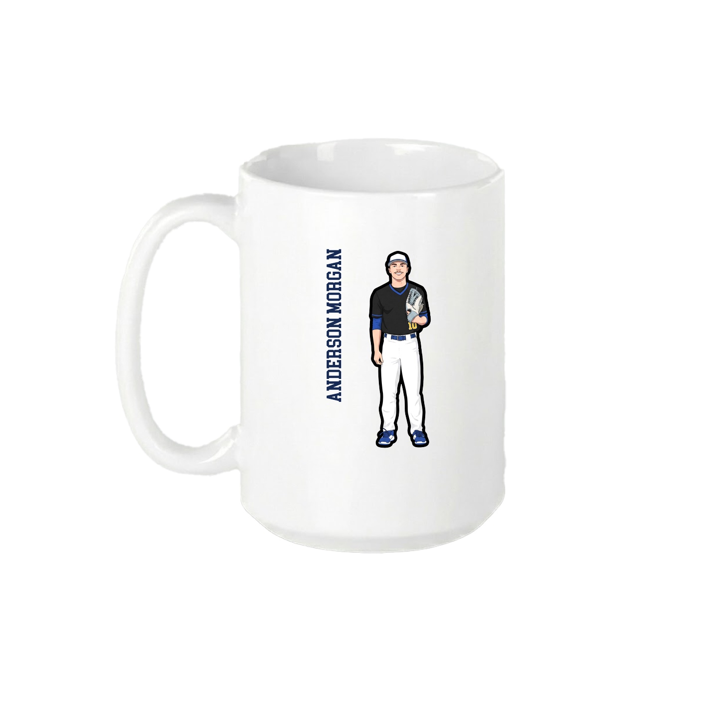 15oz Coffee Mug — Name Vertical in White