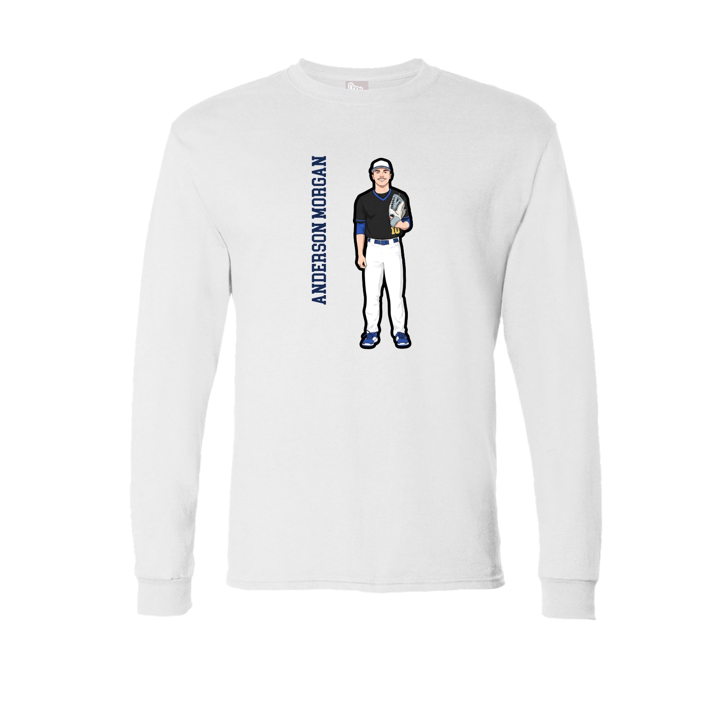Long Sleeve Tee — Name Vertical in White