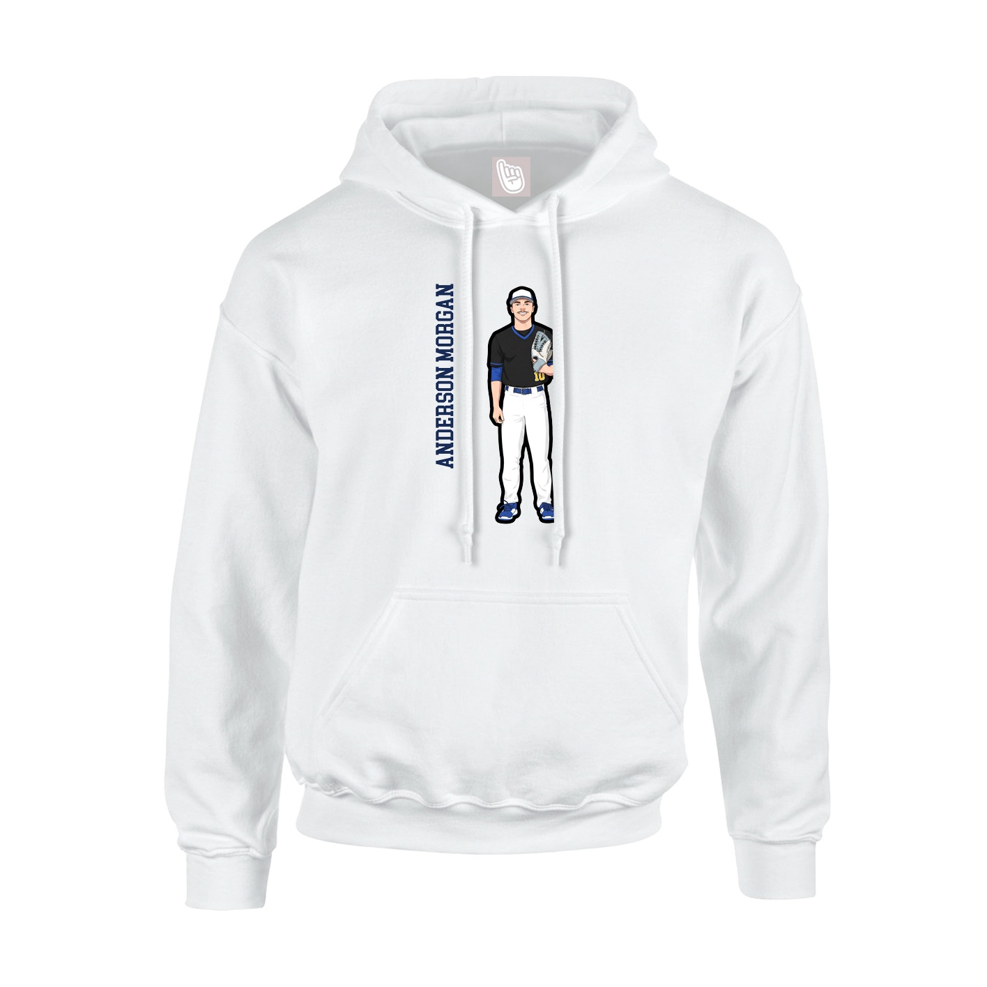 Youth Hoodie — Name Vertical in White