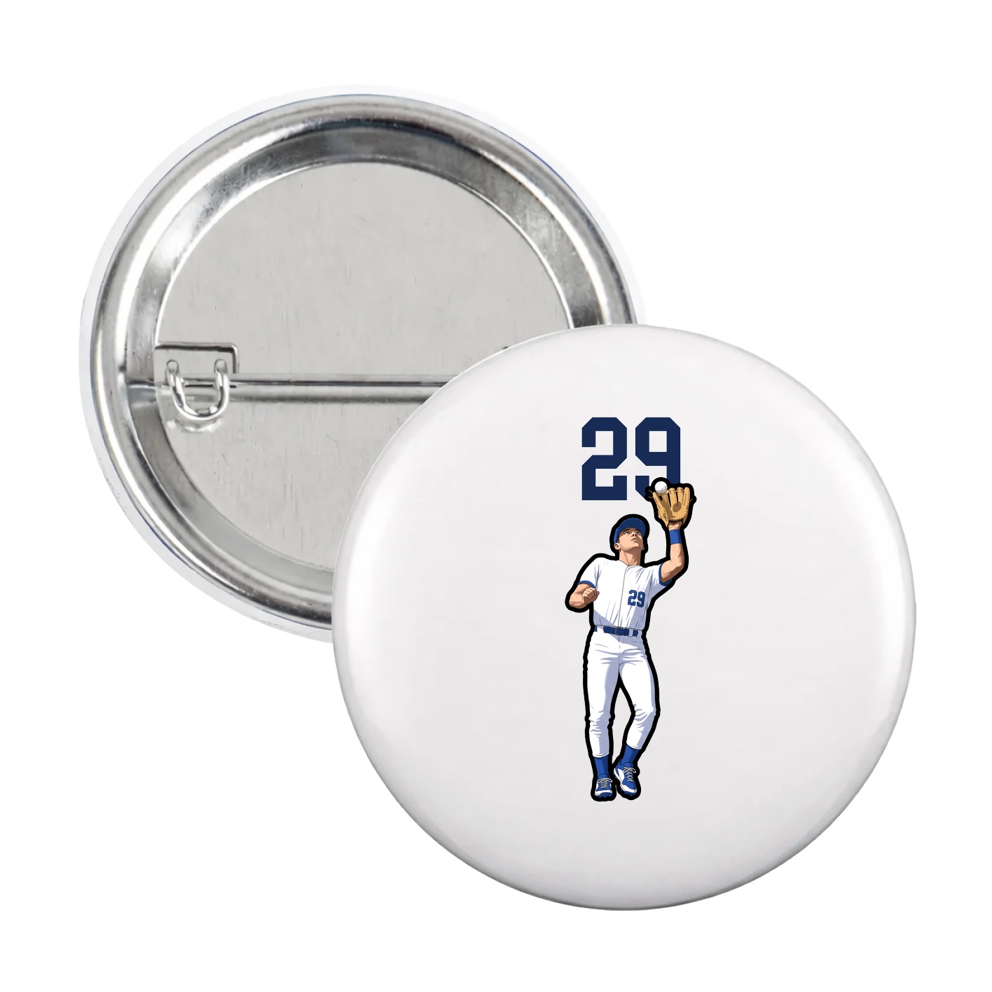 Game Day Button — Number Top in White