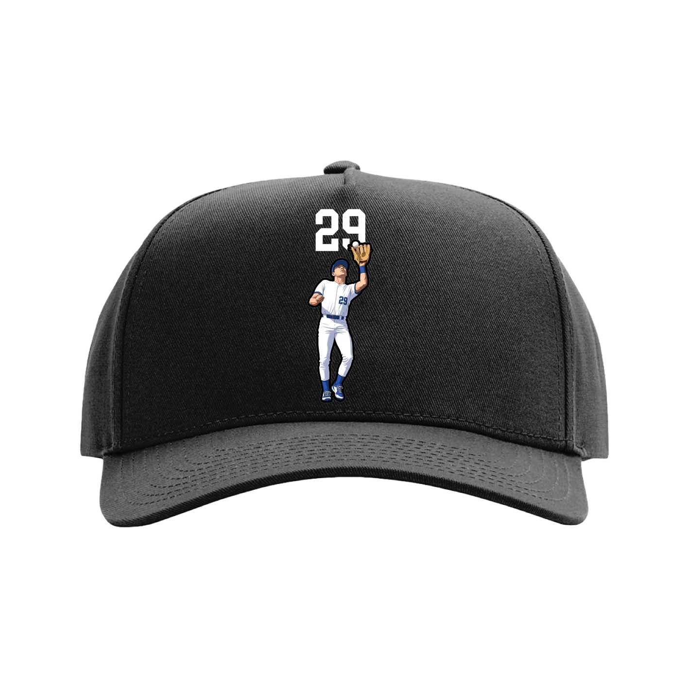 Full Fabric Five-Panel Champ Cap — Number Top in Black