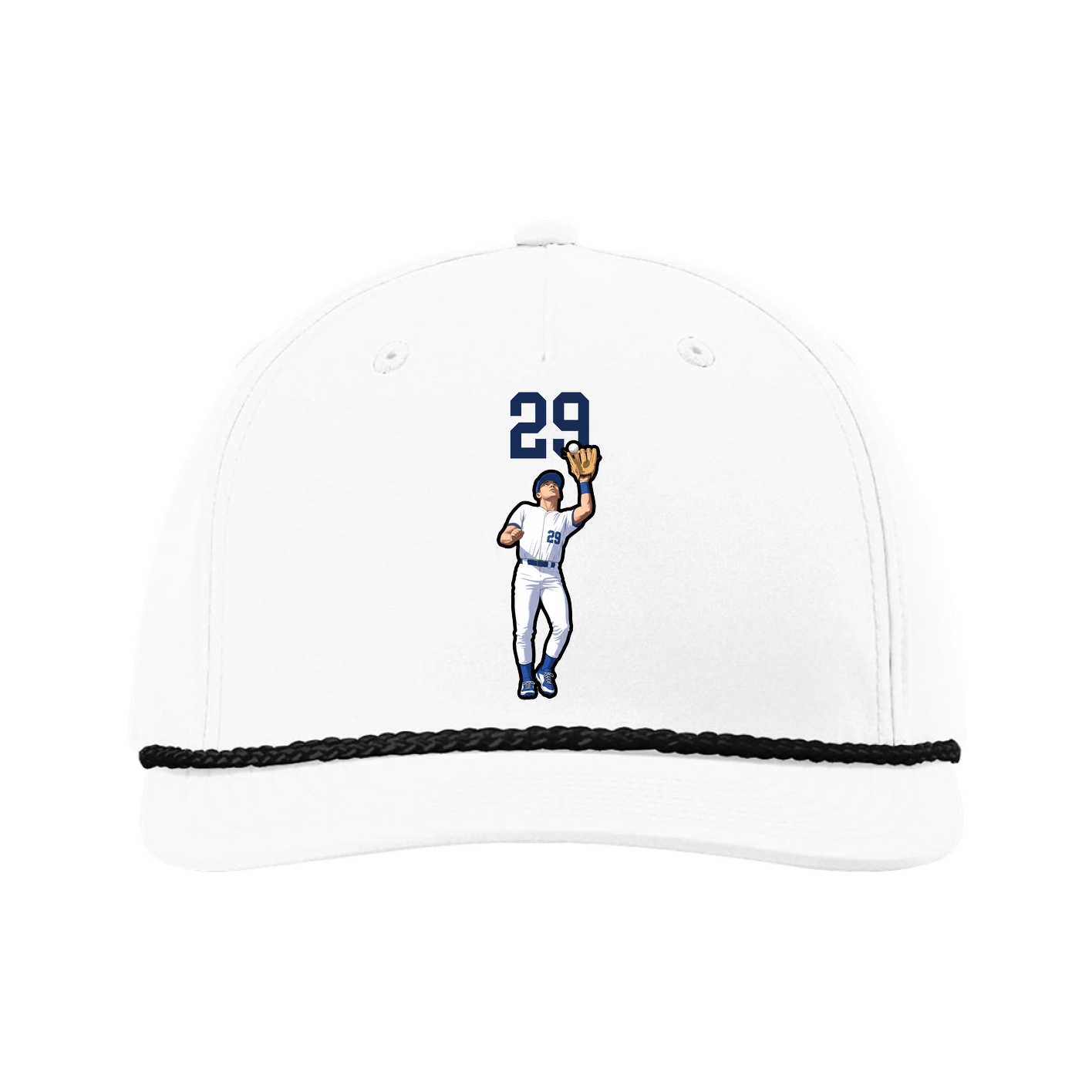 Five-Panel Classic Rope Cap — Number Top in White
