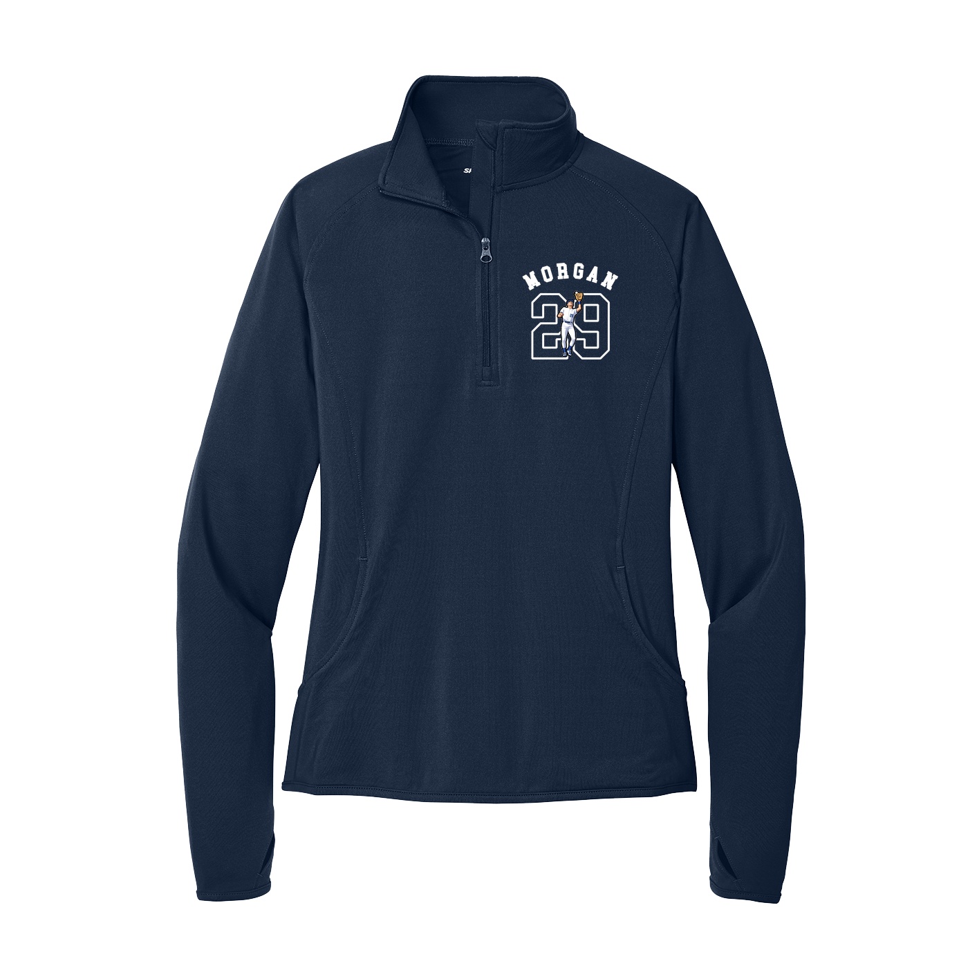 Women's Q-Zip Pullover — Shirsey Arch in Navy