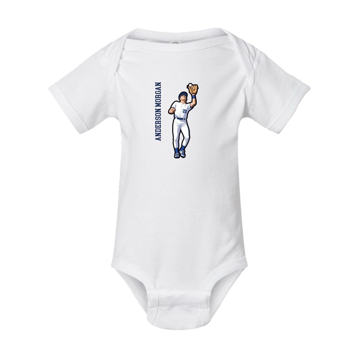 Baby Onesie — Name Vertical in White