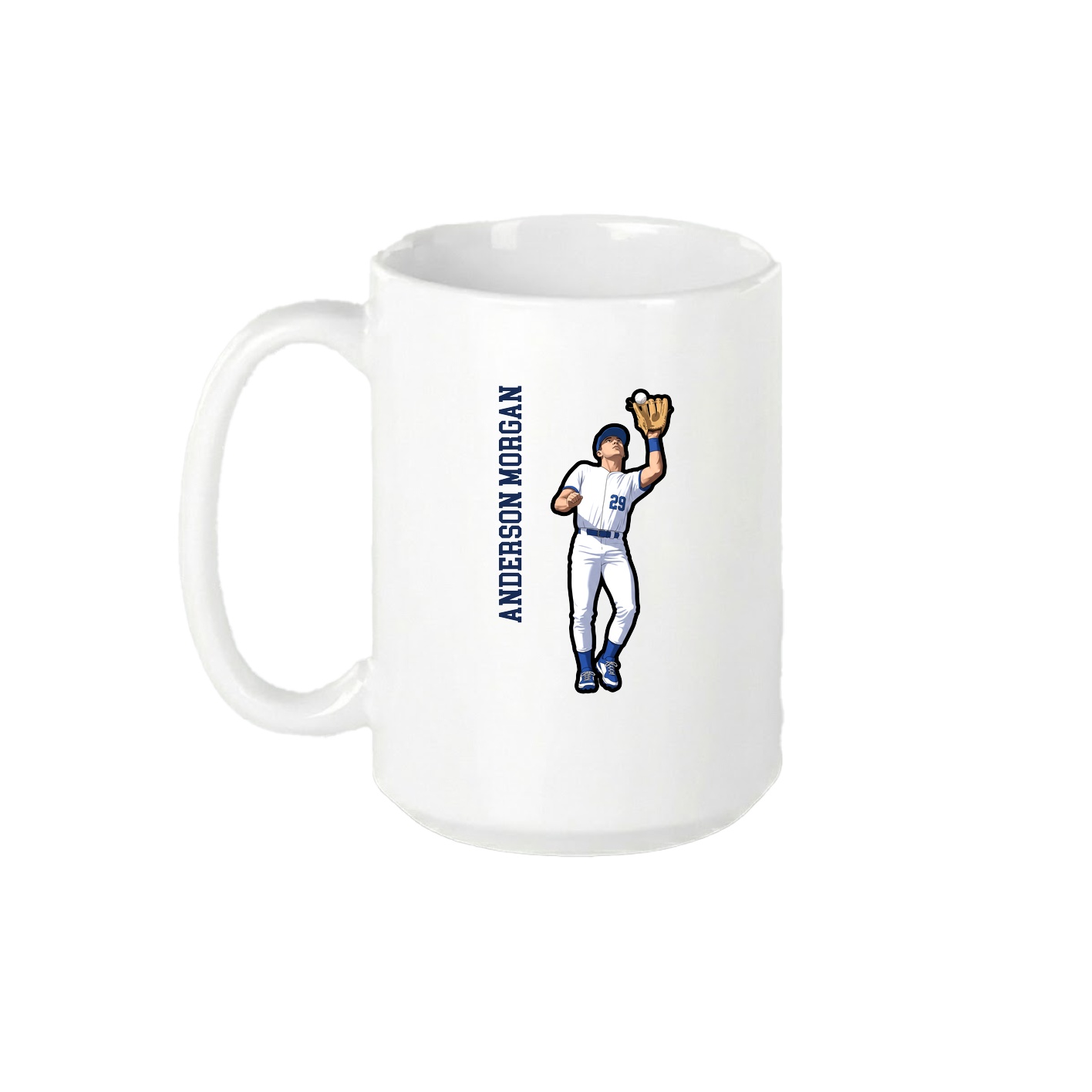 15oz Coffee Mug — Name Vertical in White