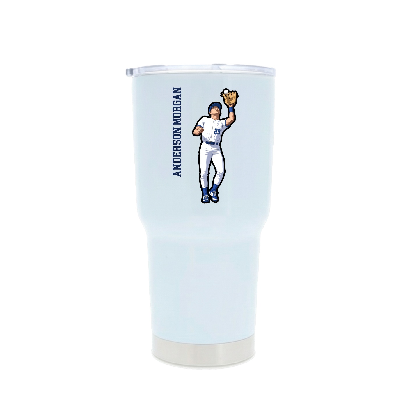 30oz Stainless Steel Tumbler — Name Vertical in White