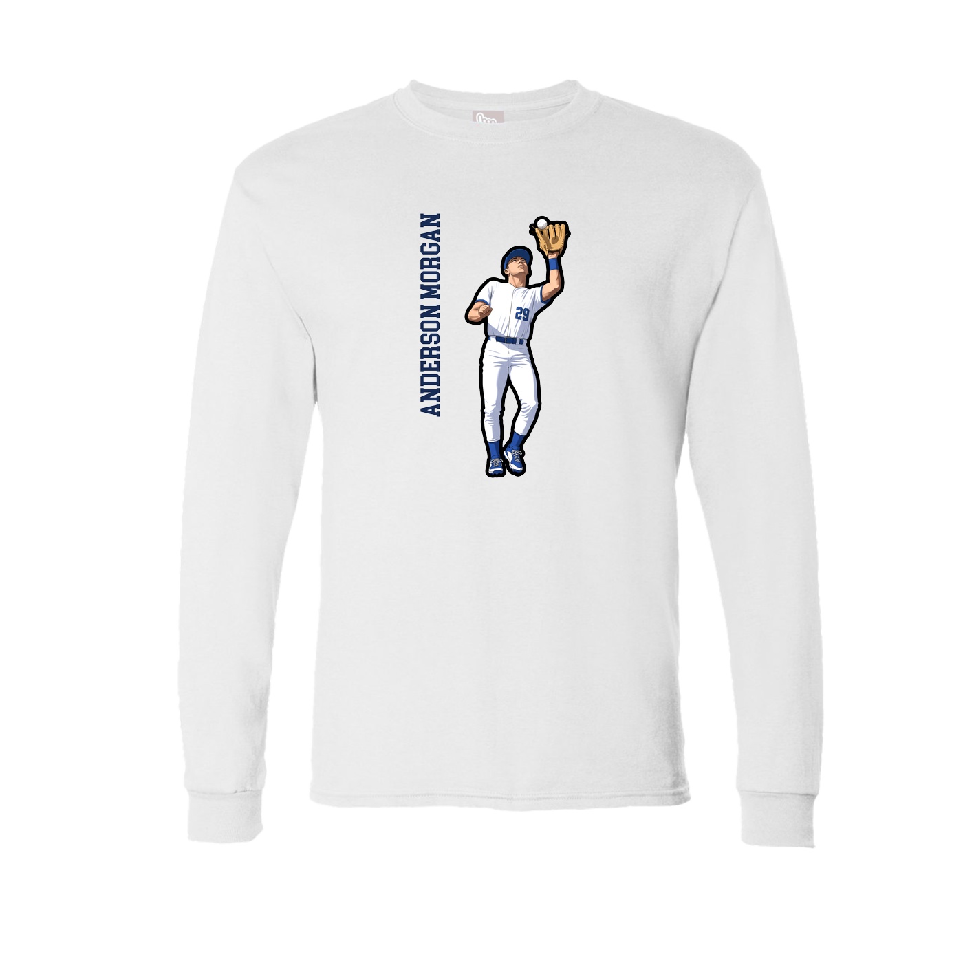 Long Sleeve Tee — Name Vertical in White