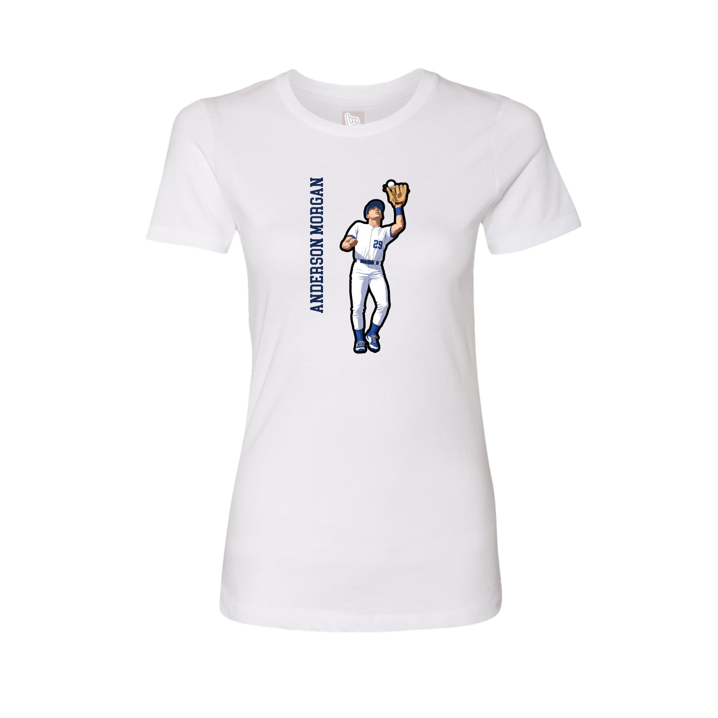 Womens Tee — Name Vertical in White