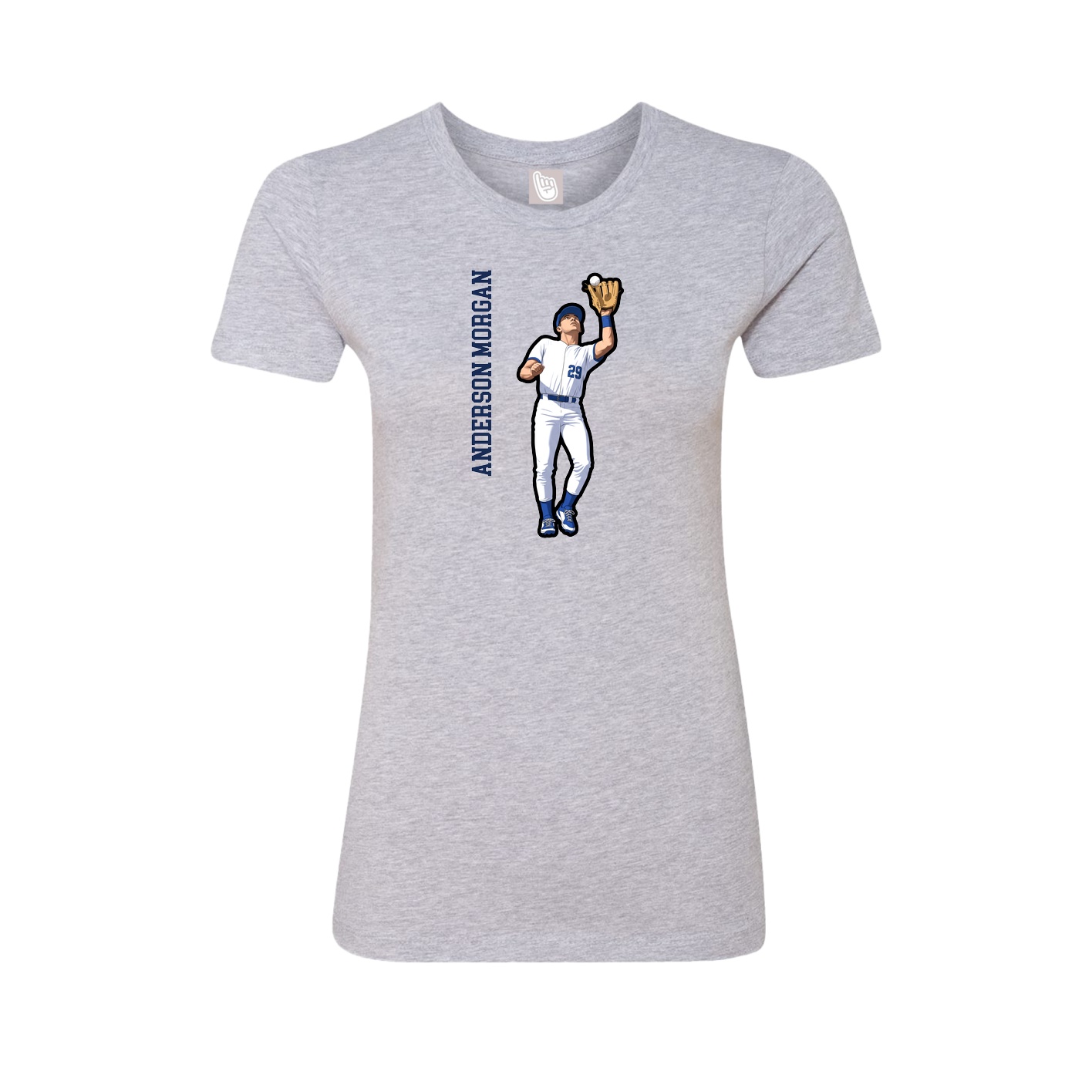 Fitted Women's Tee — Name Vertical in Grey