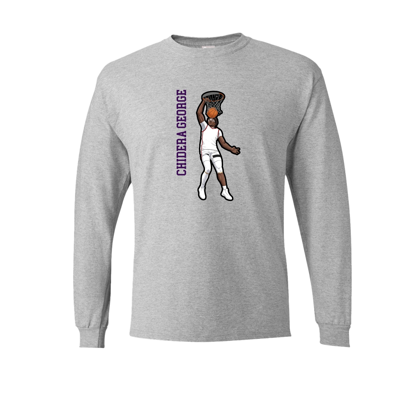 Long Sleeve Tee — Name Vertical in Grey