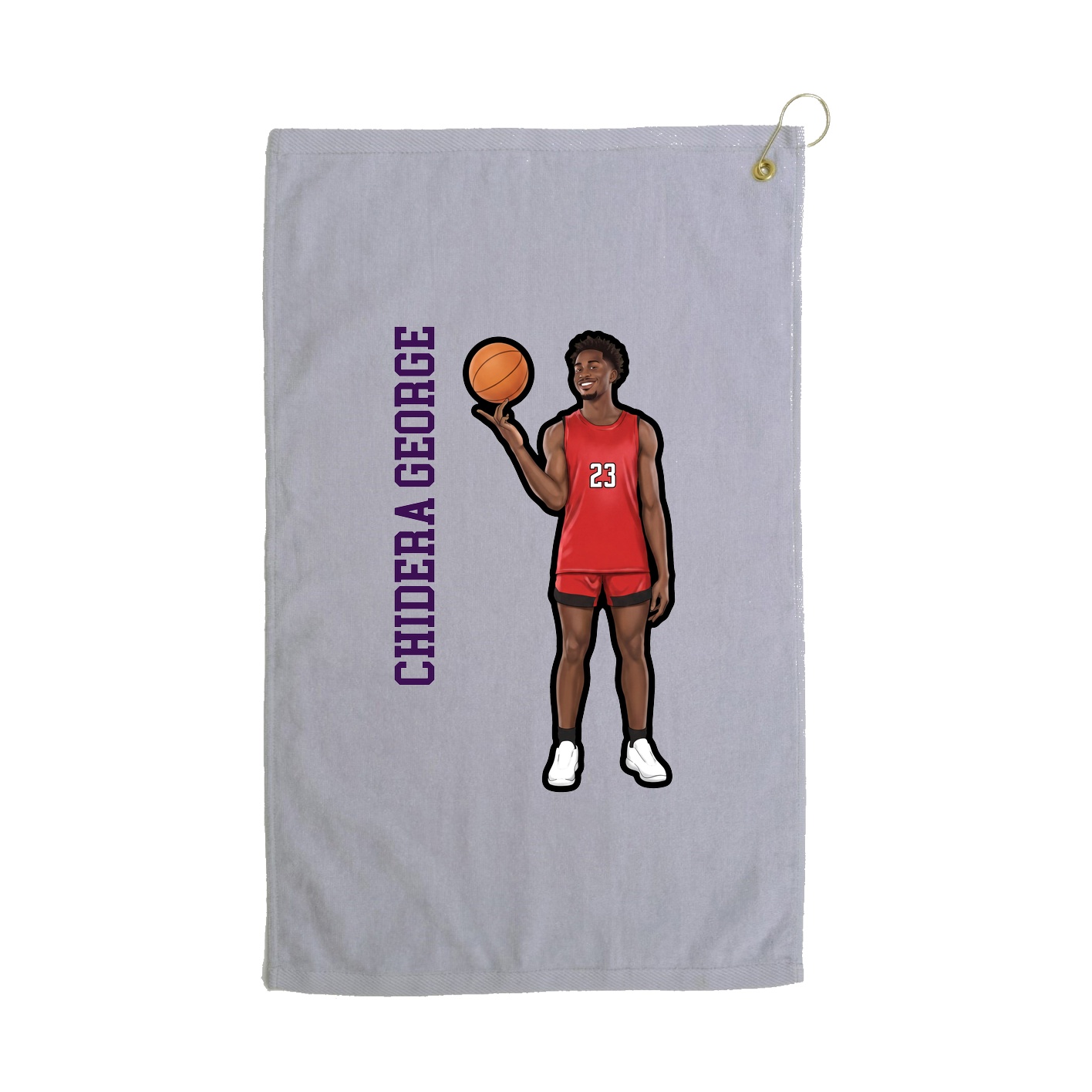 Golf Towel — Name Vertical in Grey