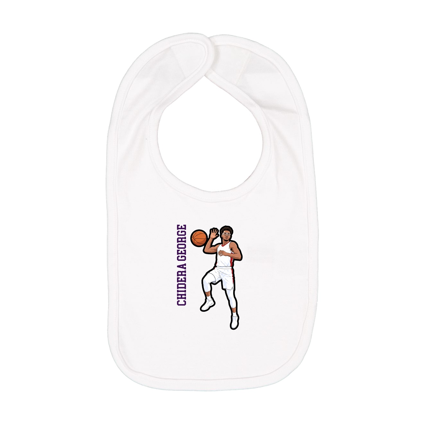 Infant Bib — Name Vertical in White
