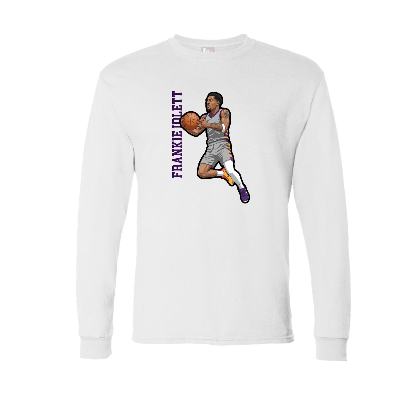 Long Sleeve Tee — Name Vertical in White