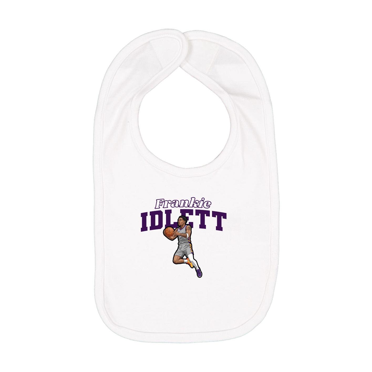 Infant Bib — Name Arch in White