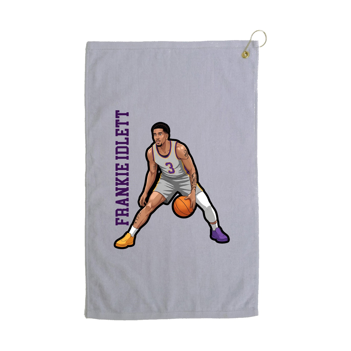 Golf Towel — Name Vertical in Grey