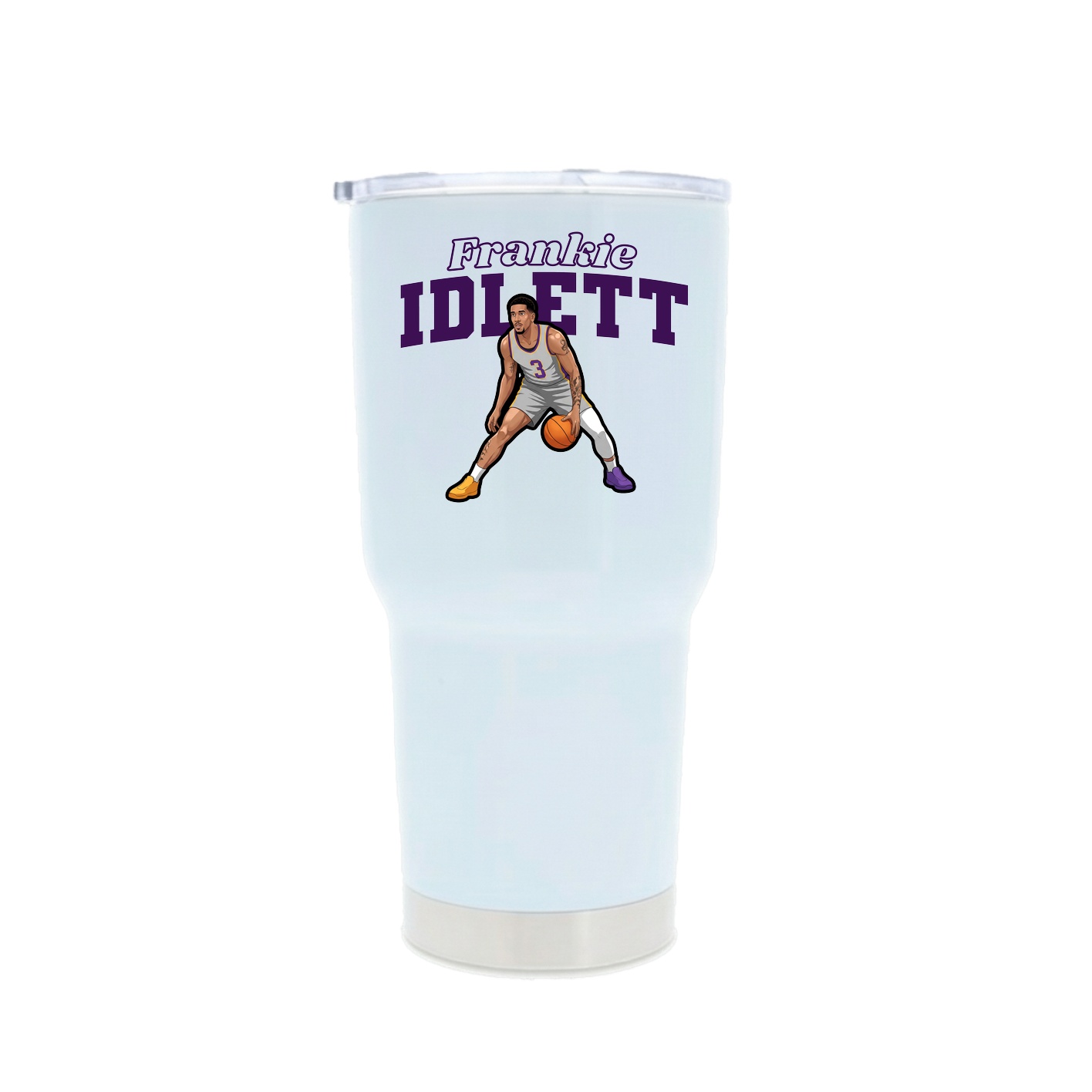 30oz Stainless Steel Tumbler — Name Arch in White