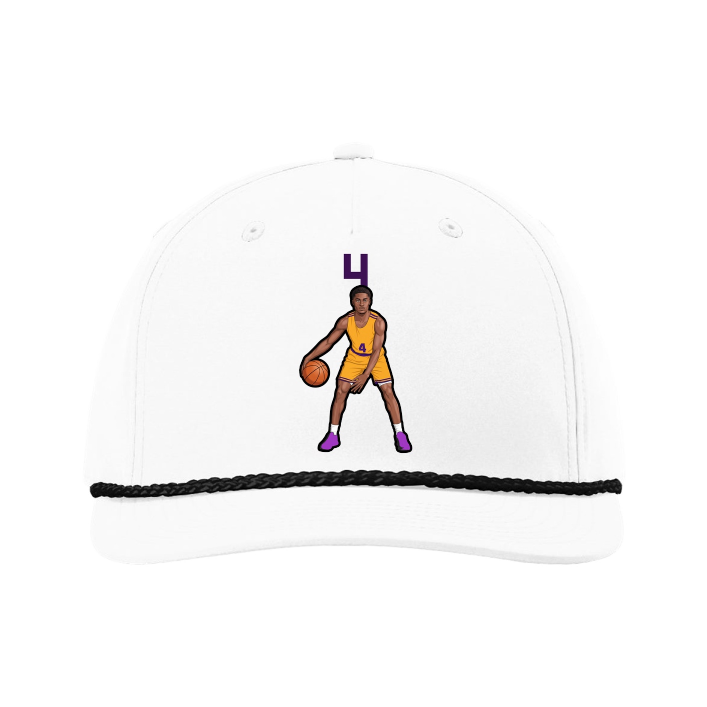 Five-Panel Classic Rope Cap — Number Top in White
