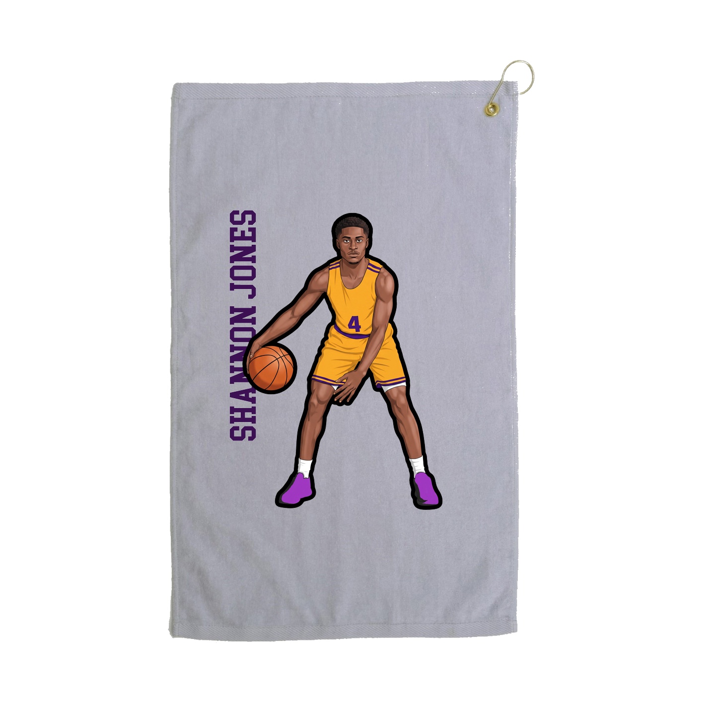 Golf Towel — Name Vertical in Grey