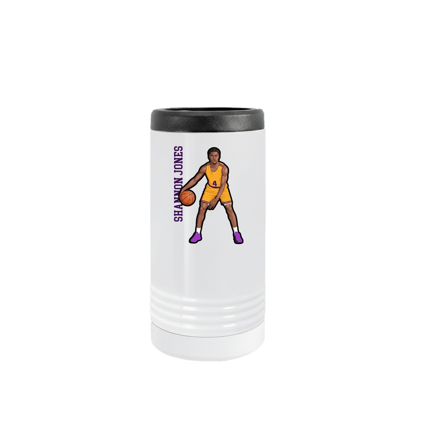 Slim Beverage Holder — Name Vertical in White