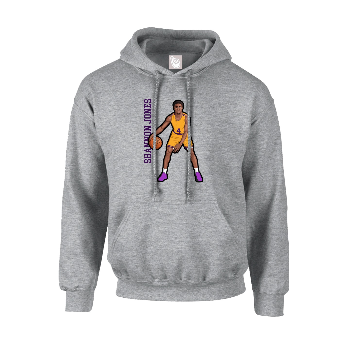 Youth Hoodie — Name Vertical in Grey