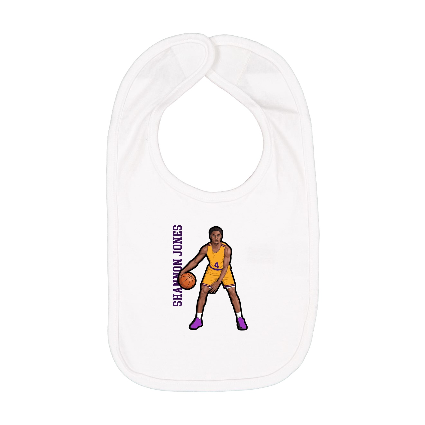 Infant Bib — Name Vertical in White