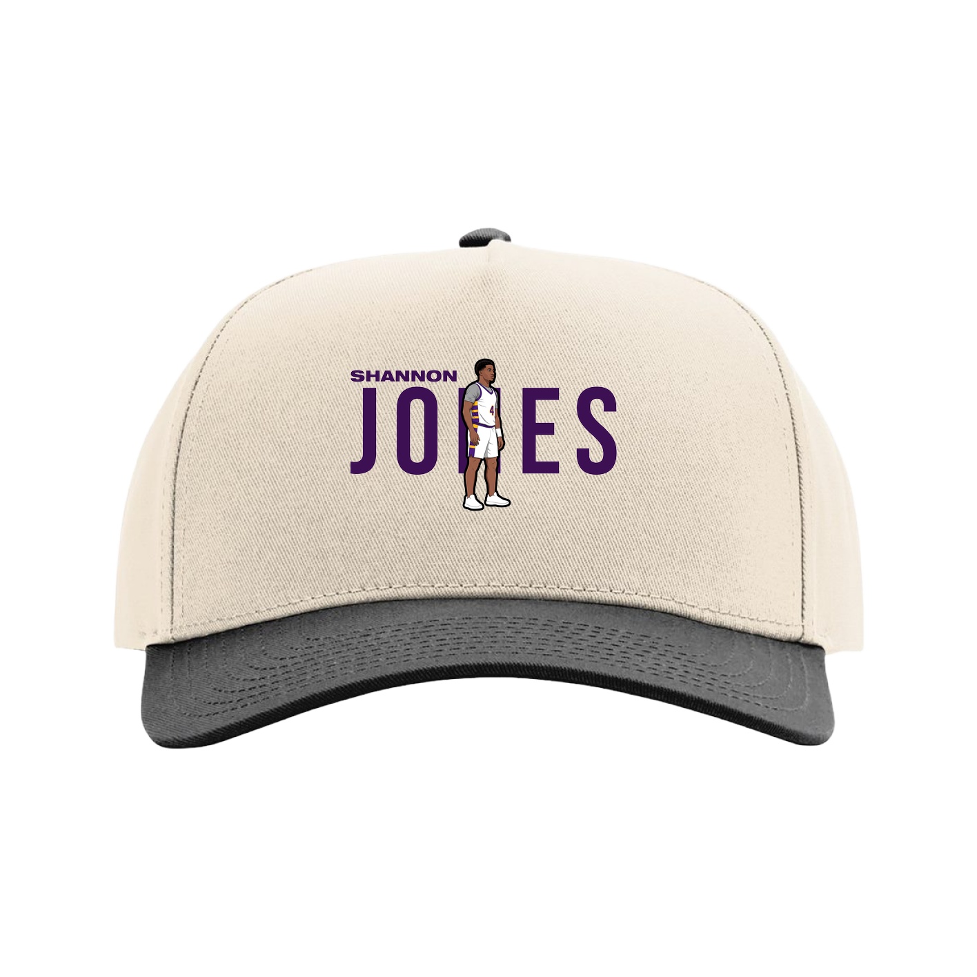 Full Fabric Five-Panel Champ Cap — Player Name in Cream/Black