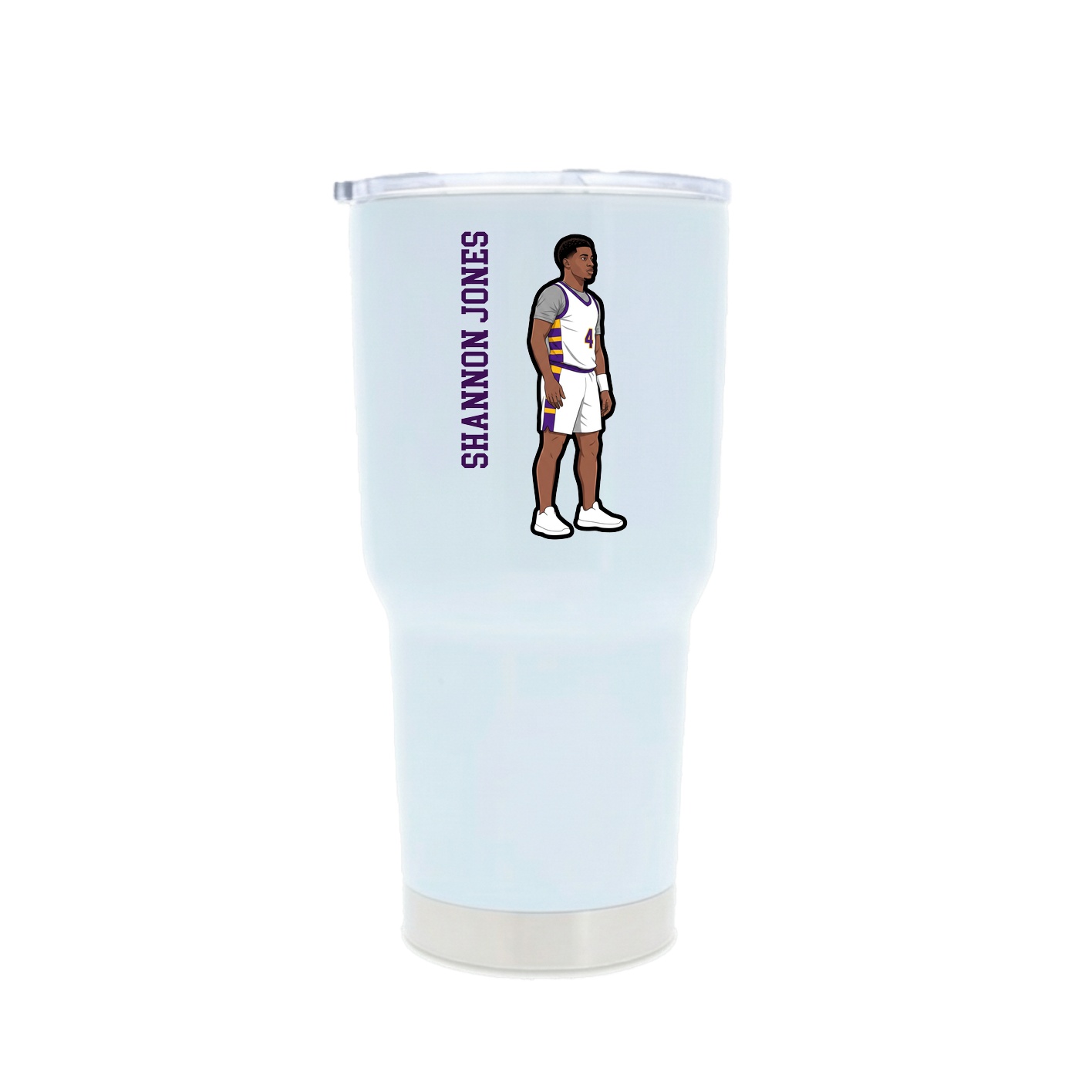30oz Stainless Steel Tumbler — Name Vertical in White