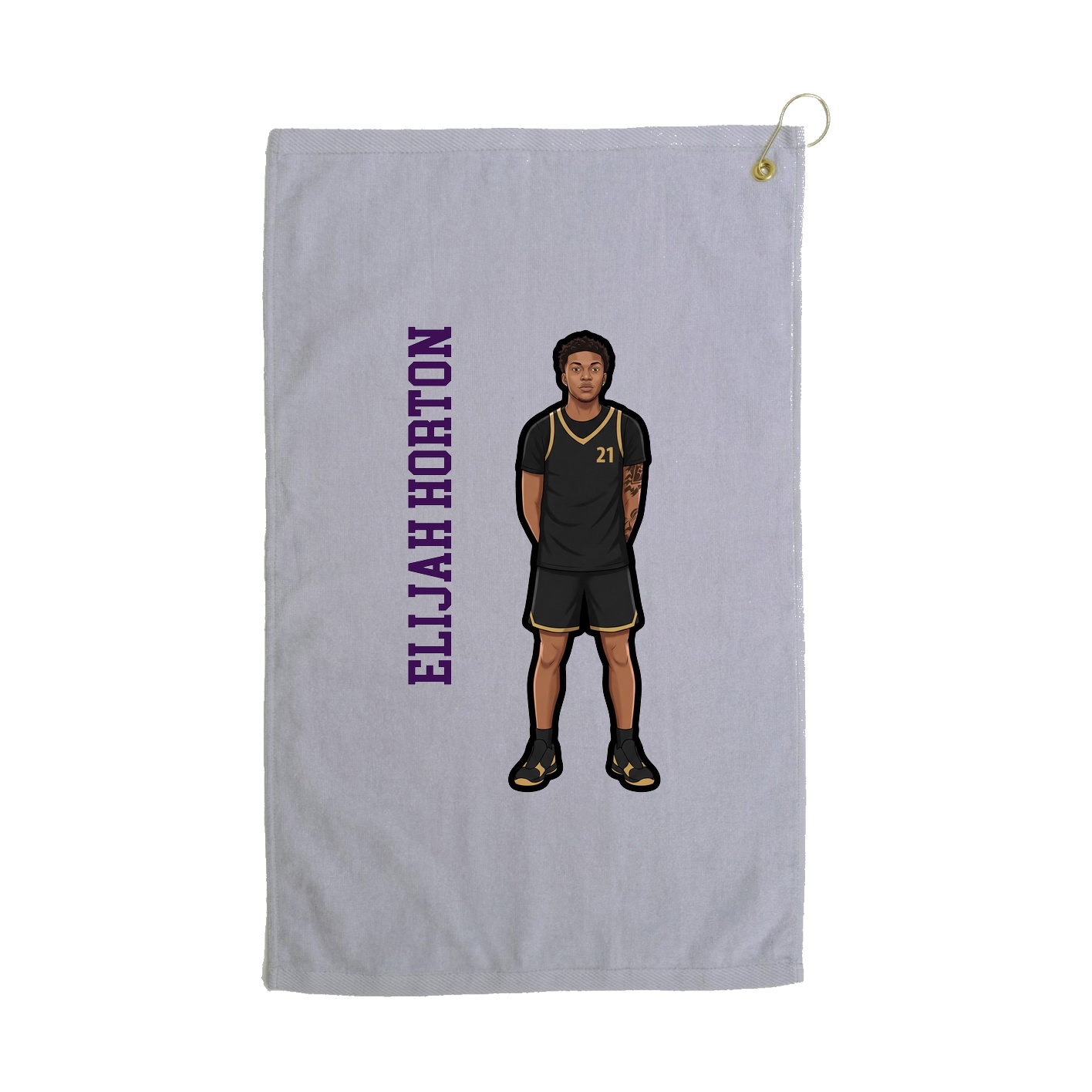 Golf Towel — Name Vertical in Grey