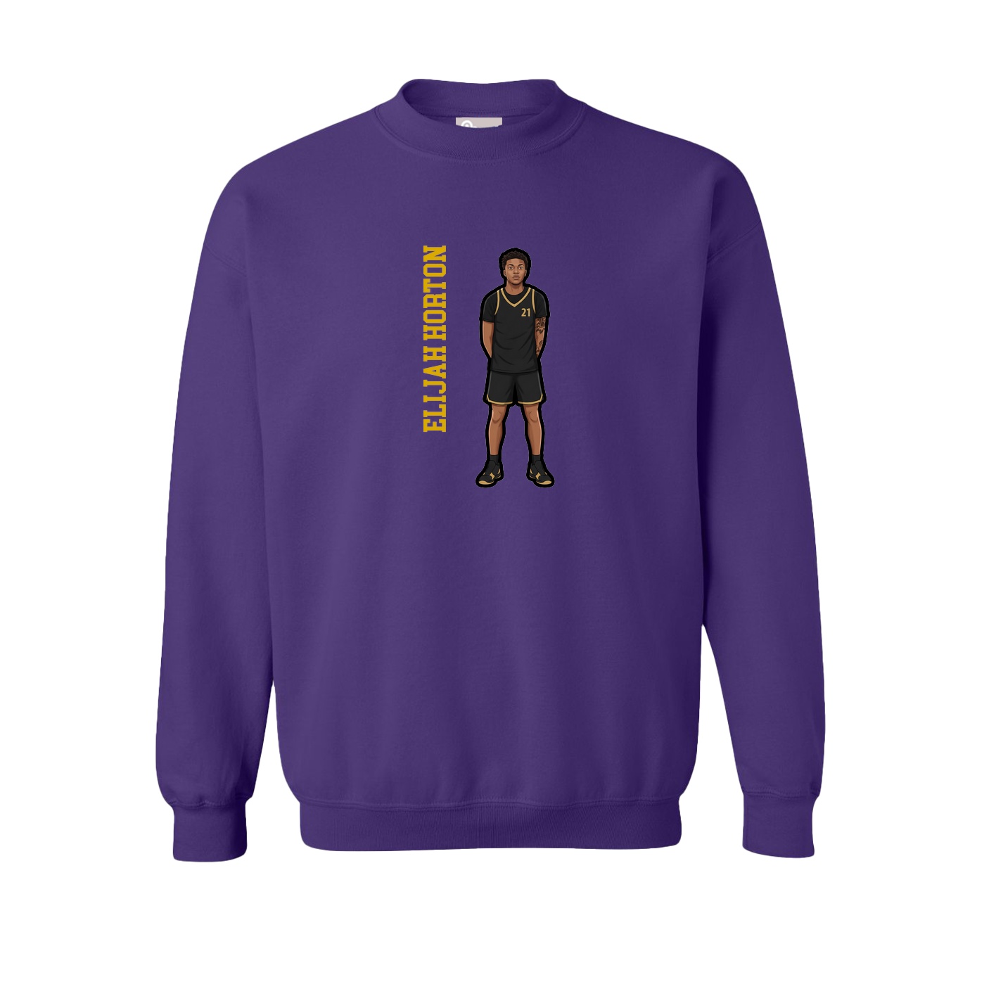 Fleece Crew — Name Vertical in Purple