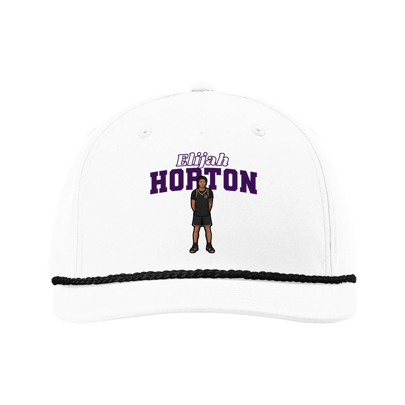 Five-Panel Classic Rope Cap — Name Arch in White
