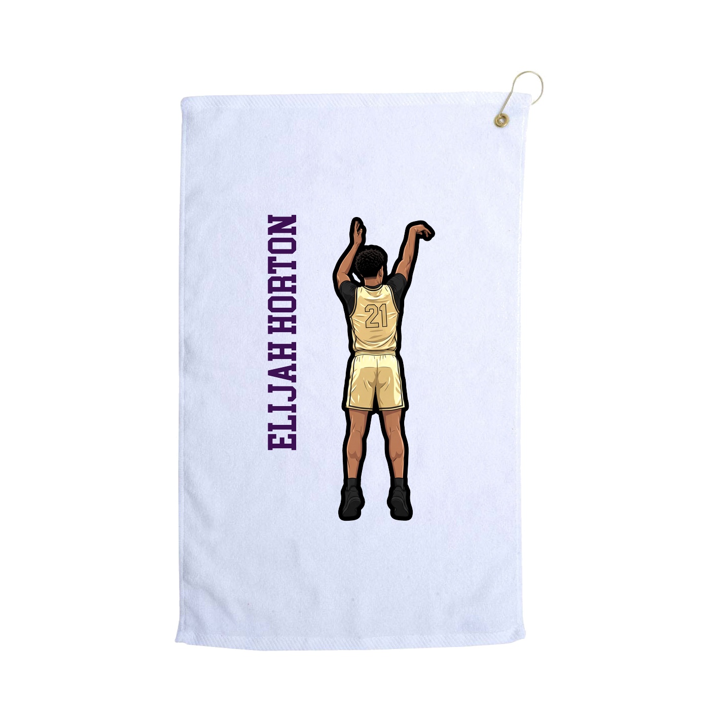 Golf Towel — Name Vertical in White