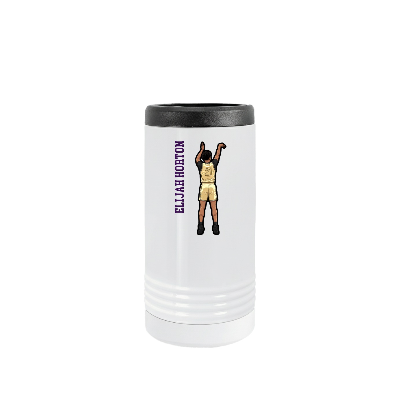 Slim Beverage Holder — Name Vertical in White