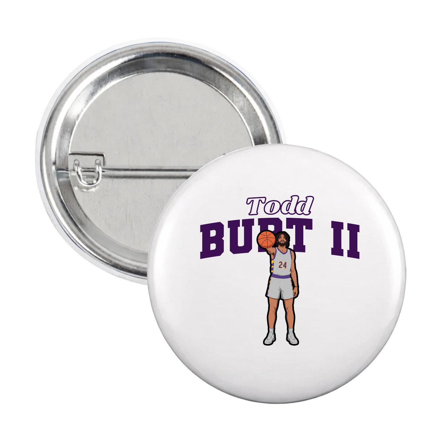 Game Day Button — Name Arch in White