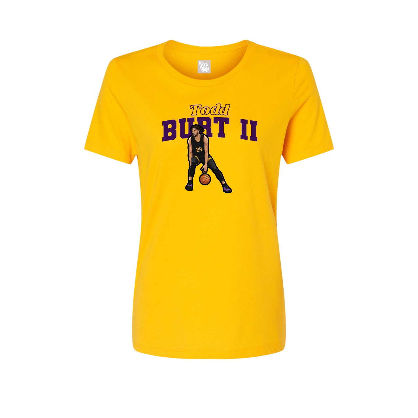 Fitted Women's Tee — Name Arch in Gold