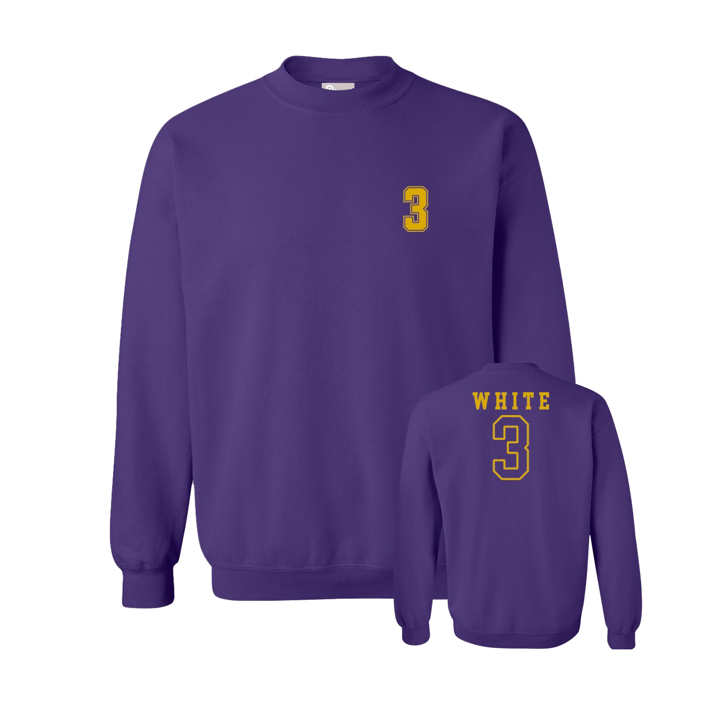 Fleece Crew — Chest Back in Purple