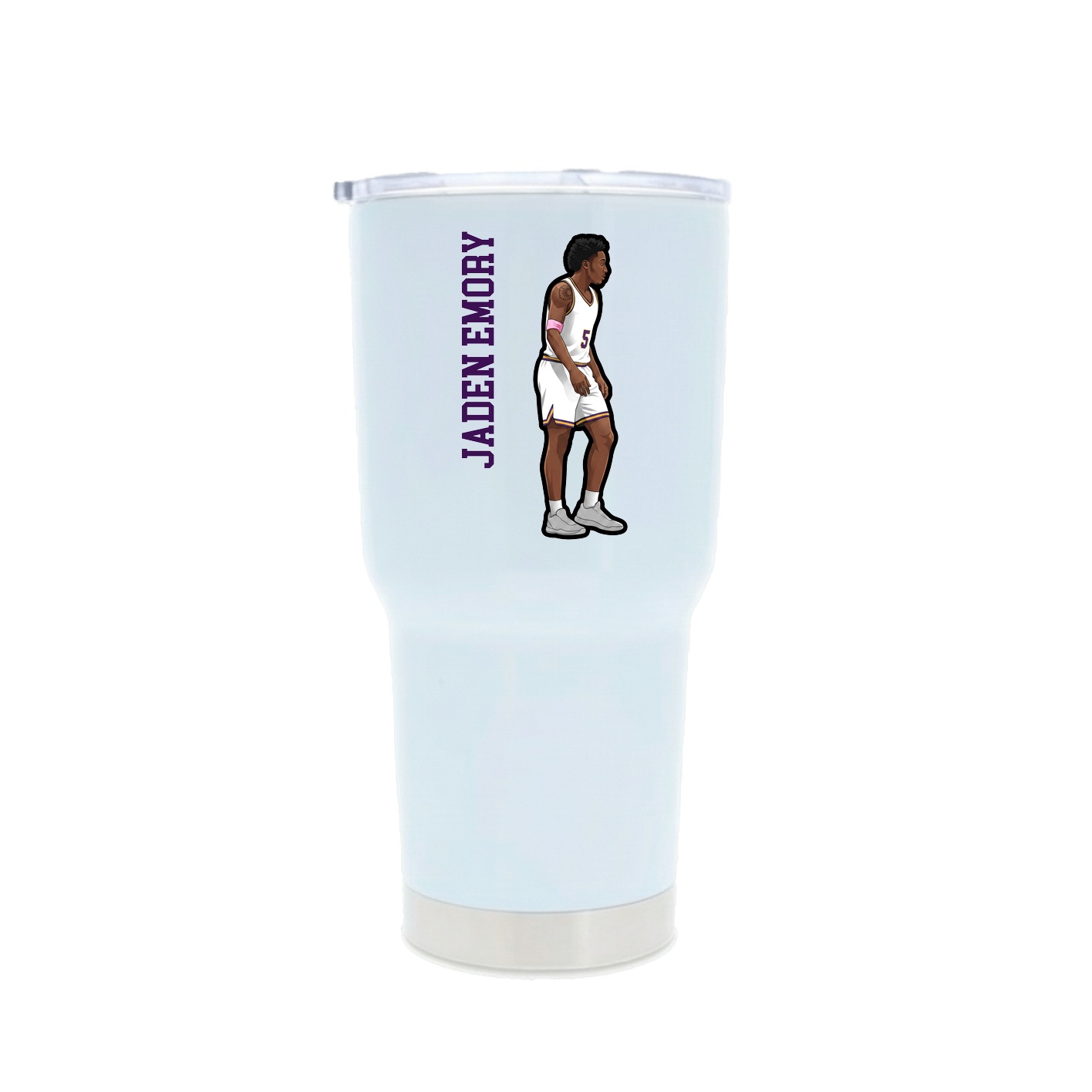 30oz Stainless Steel Tumbler — Name Vertical in White