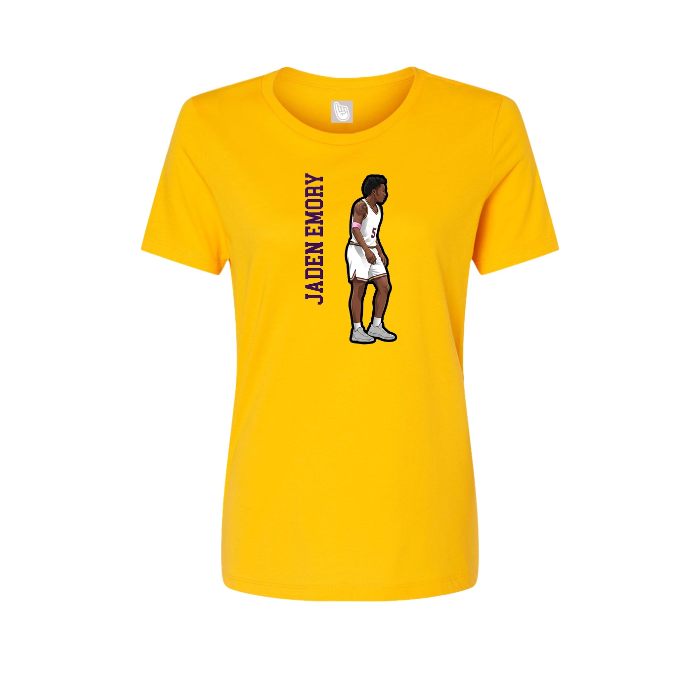 Fitted Women's Tee — Name Vertical in Gold